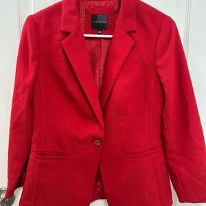 The Limited Red Single-Button Textured Blazer